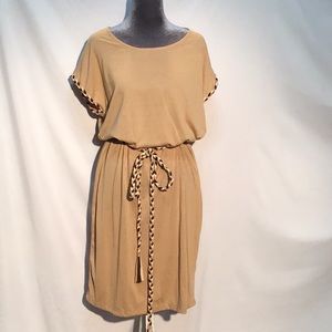 🌼 Vintage🌼 Tan and brown braided accent dress size large